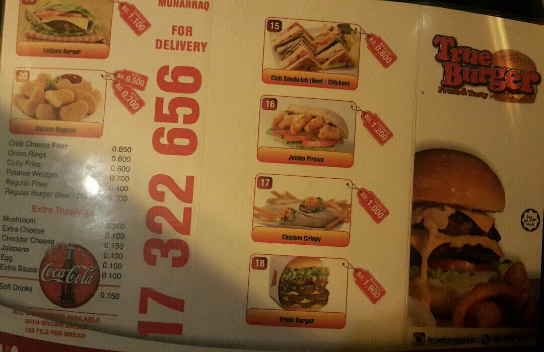 #menu @ True Burger - Bahrain