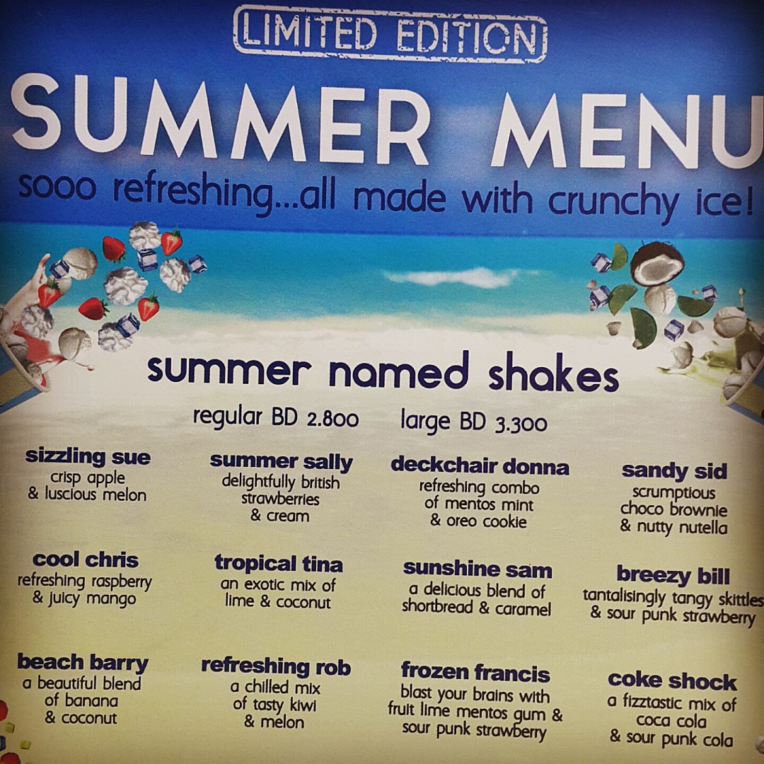 Summer menu 🌞 @ شيك اواي - البحرين