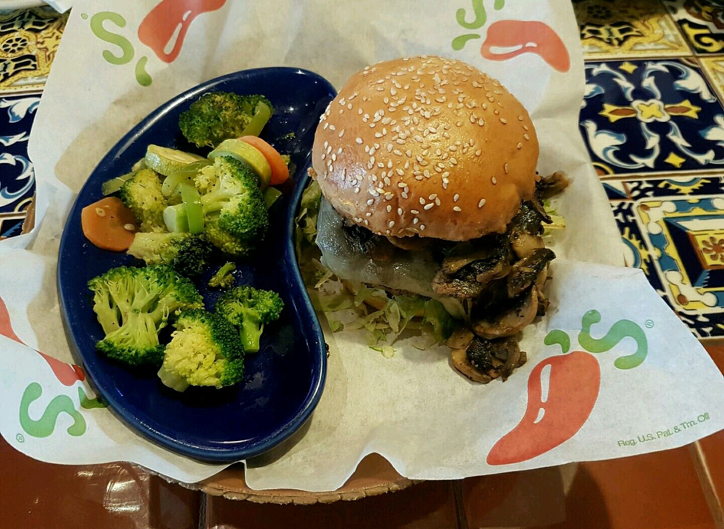 Healthy sides with new York #burger @ Chili's - Bahrain