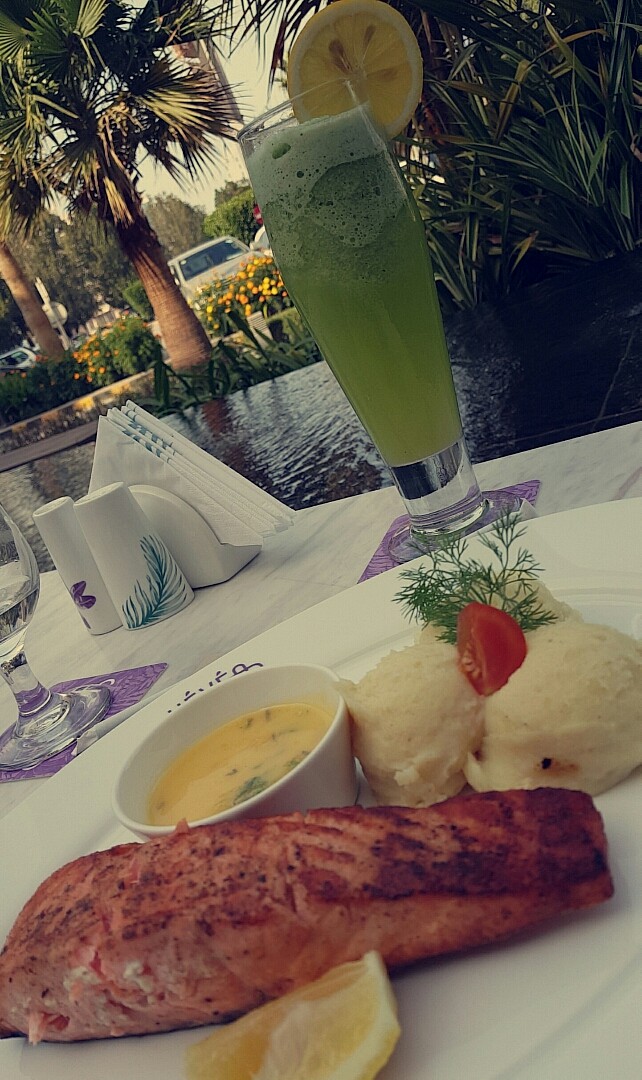 Salmon 💪😋 @ Hevea Cafe - Bahrain