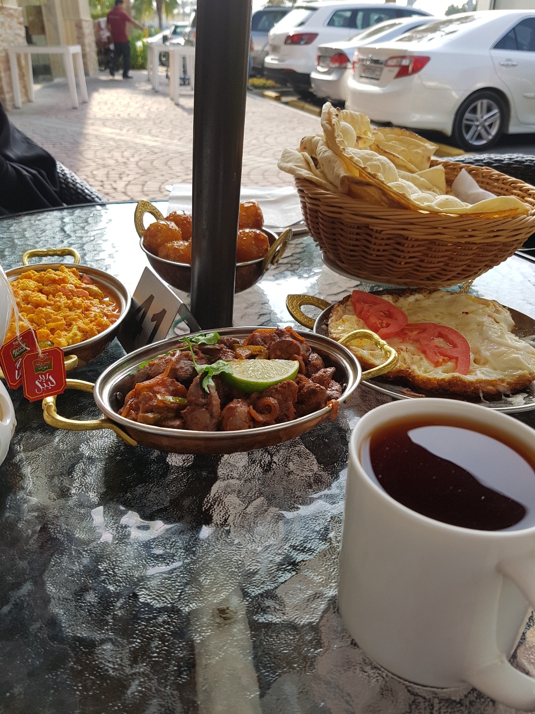 Nice breakfast. 
the chicken liver was extra delicious.
the shakshoka and sunny side egg with cheese and loghaymat also was great.
the service sooo bad
the waiters so rude @ Al Ameer Restaurant - Bahrain