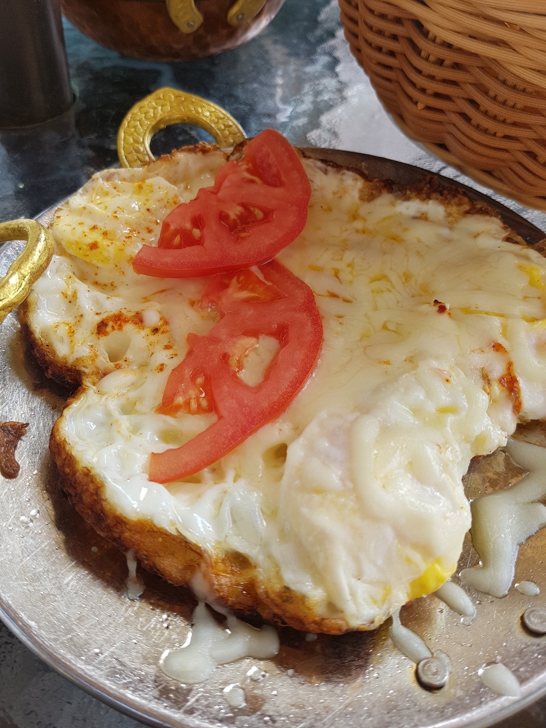 sunny side up egg with cheese @ Al Ameer Restaurant - Bahrain