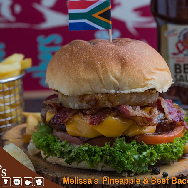 Melissa's Beef Burger with Beef Bacon and Pineapple