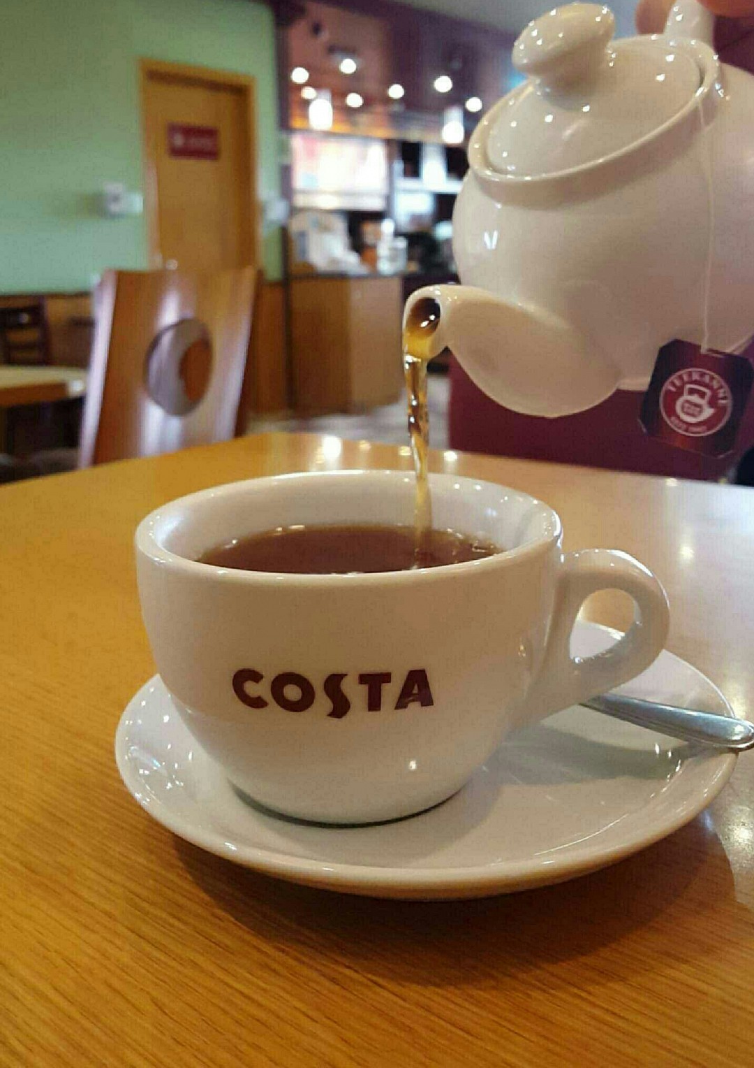 First I drink the tea👌Then I do the things👍 @ Costa Coffee - Bahrain